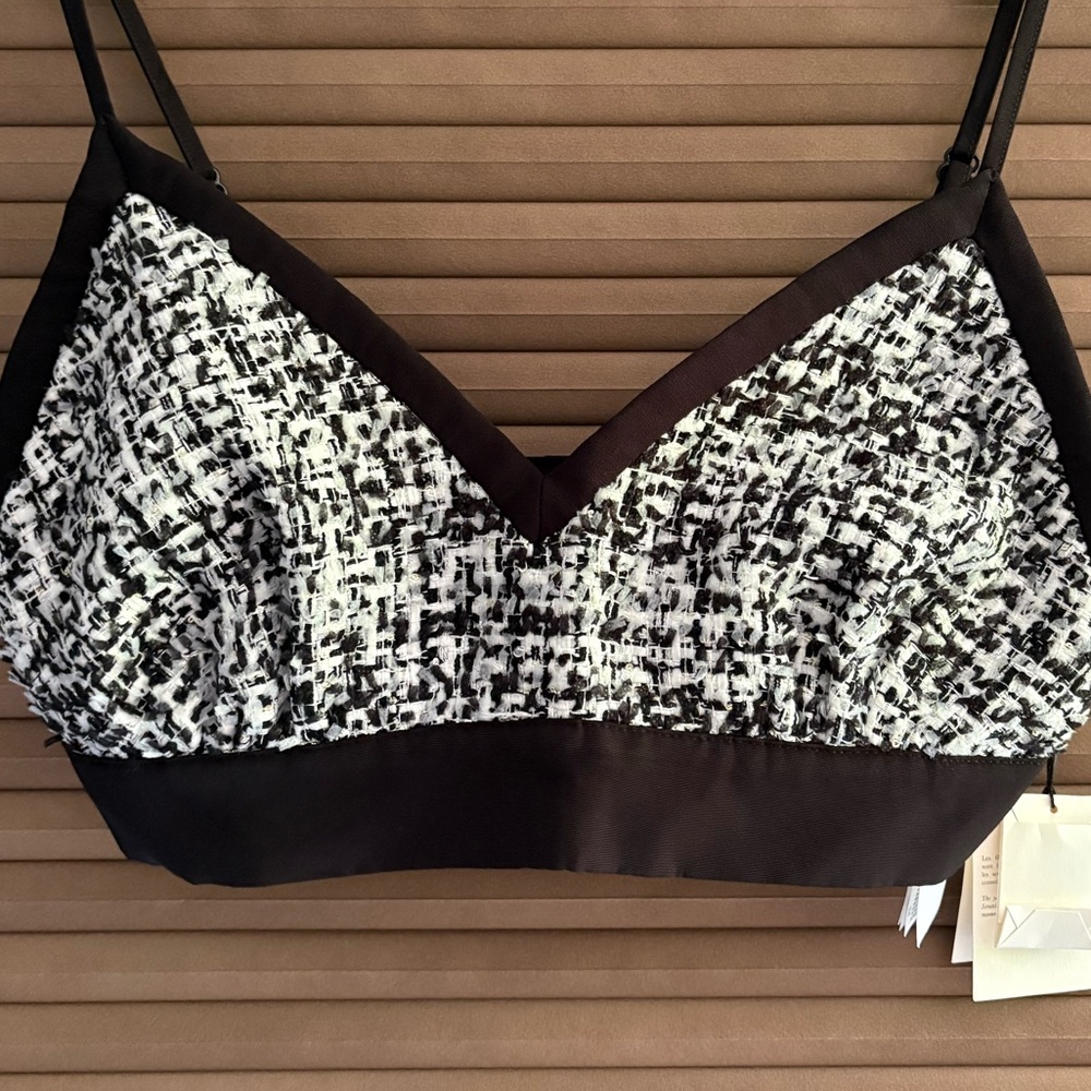 Sandro Black and White Textured Bralette
